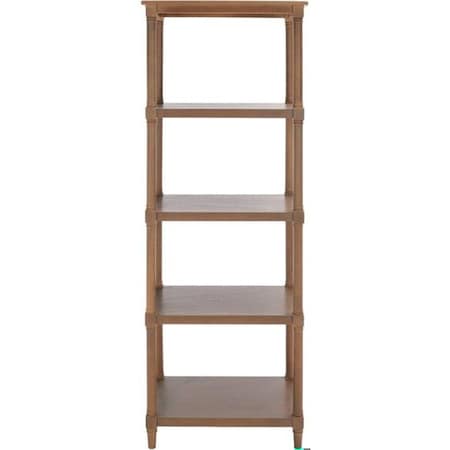 Safavieh Odessa 5 Tier Bookcase Shelves- Washed Natural Pine - 66.9 x 15.7 x 23.6 in. AMH5721B
